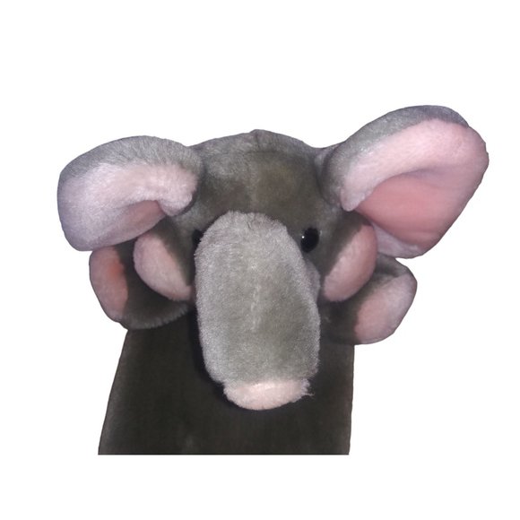 VTG Dakin Elephant Hand Puppet Stuffed Plush Gray Elephant Pink Ears Cheeks 1985 - Picture 2 of 10